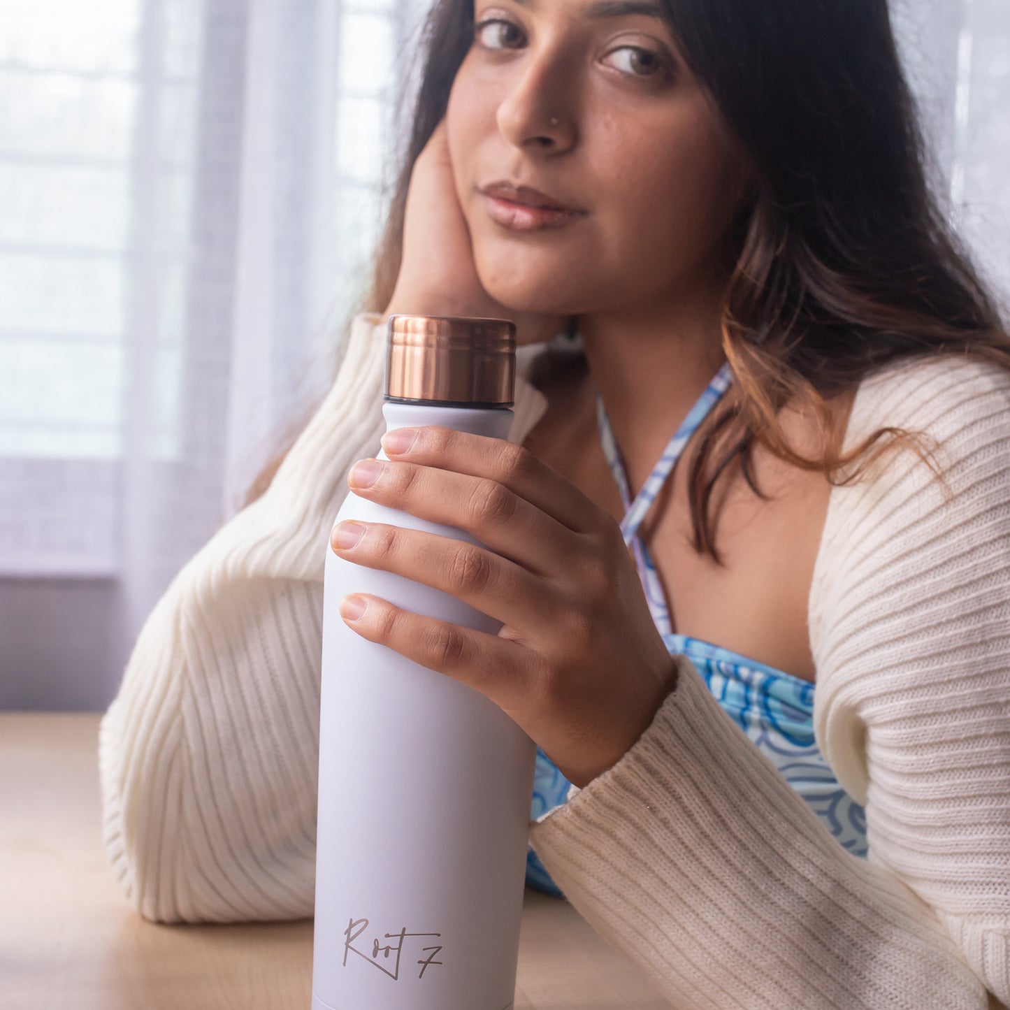 Duck Egg Blue Powder Coated Water Bottle