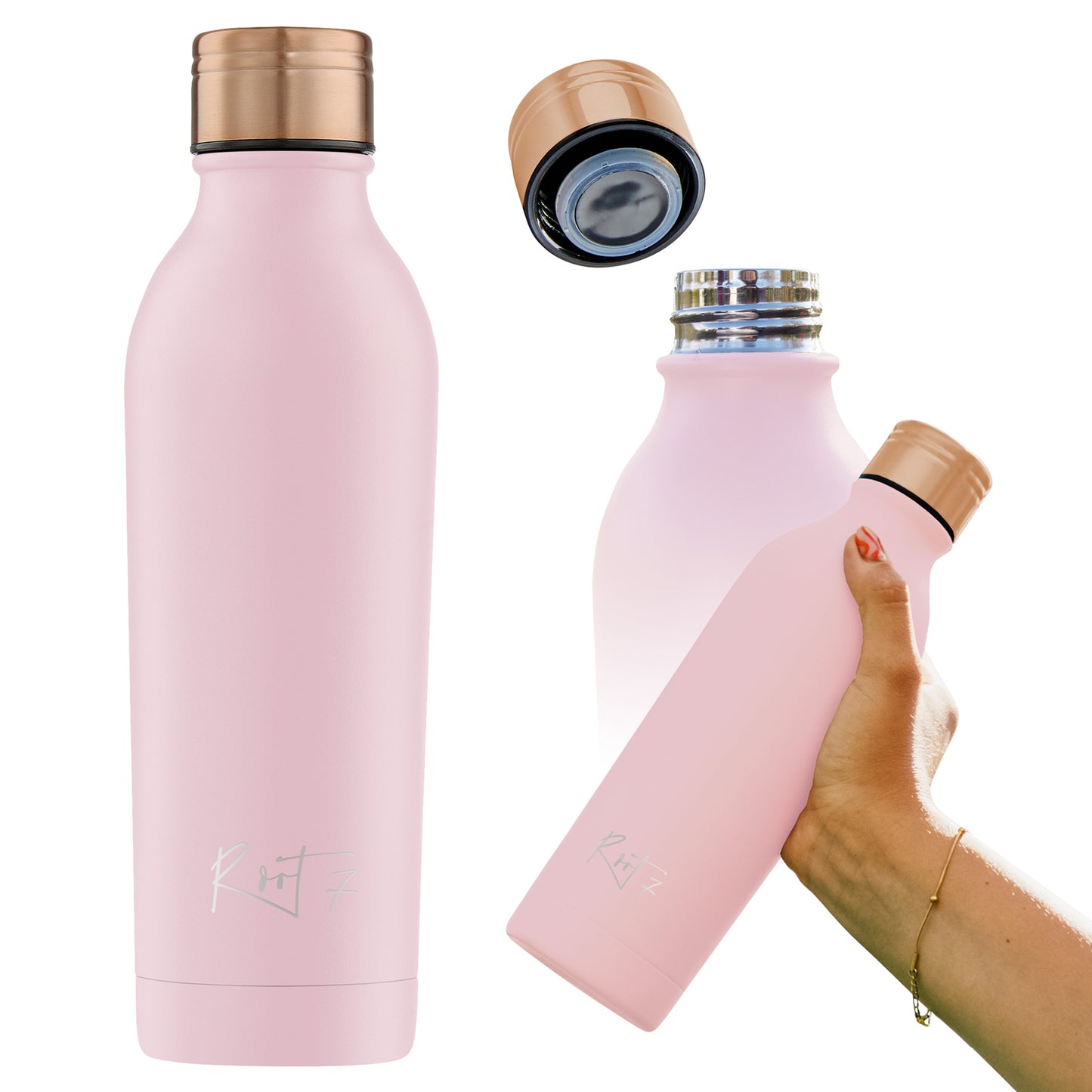 Millennial Pink Powder Coated Water Bottle