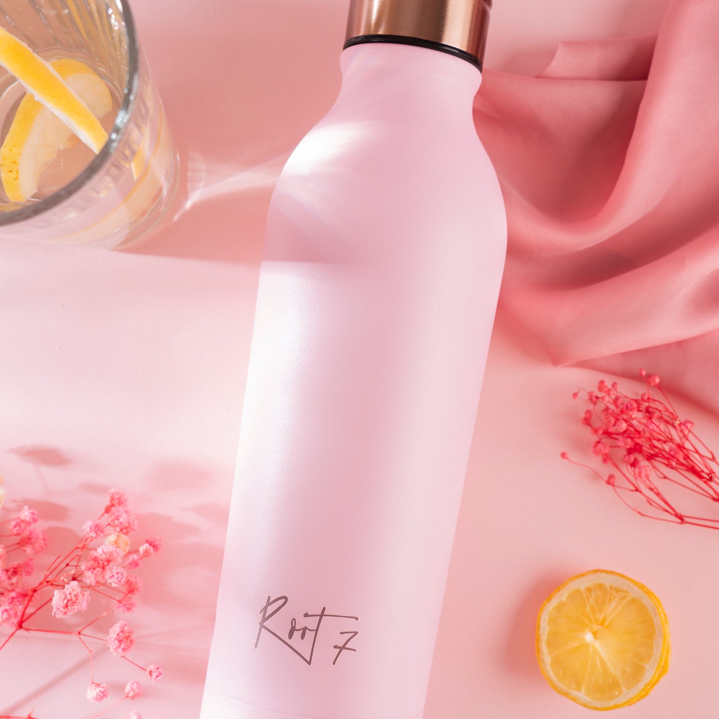 Millennial Pink Powder Coated Water Bottle