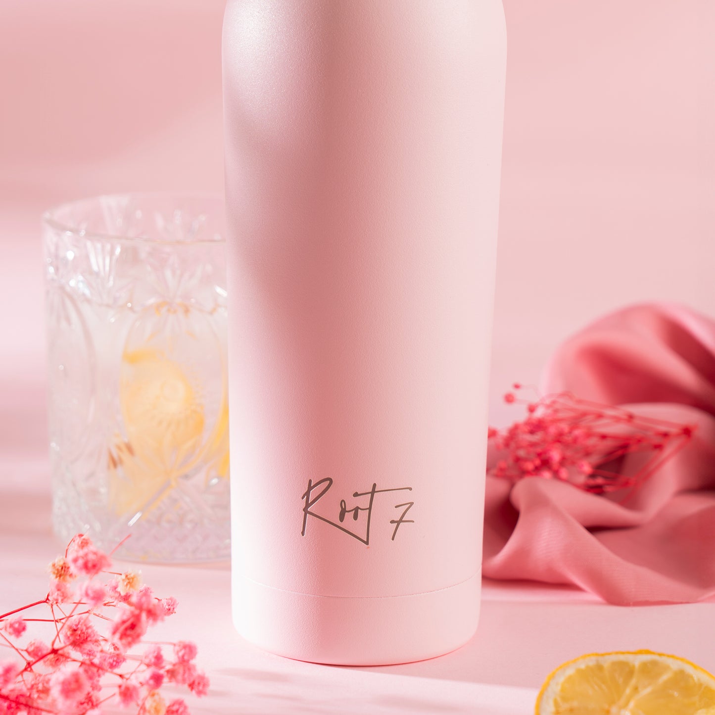 Millennial Pink Powder Coated Water Bottle