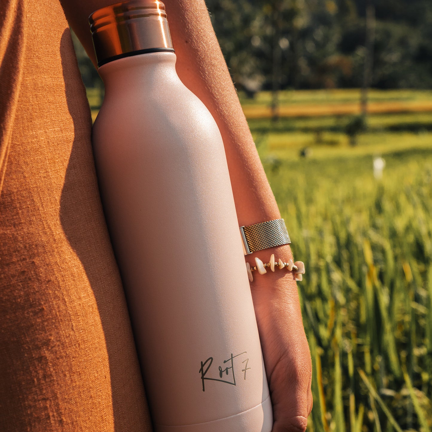 Millennial Pink Powder Coated Water Bottle