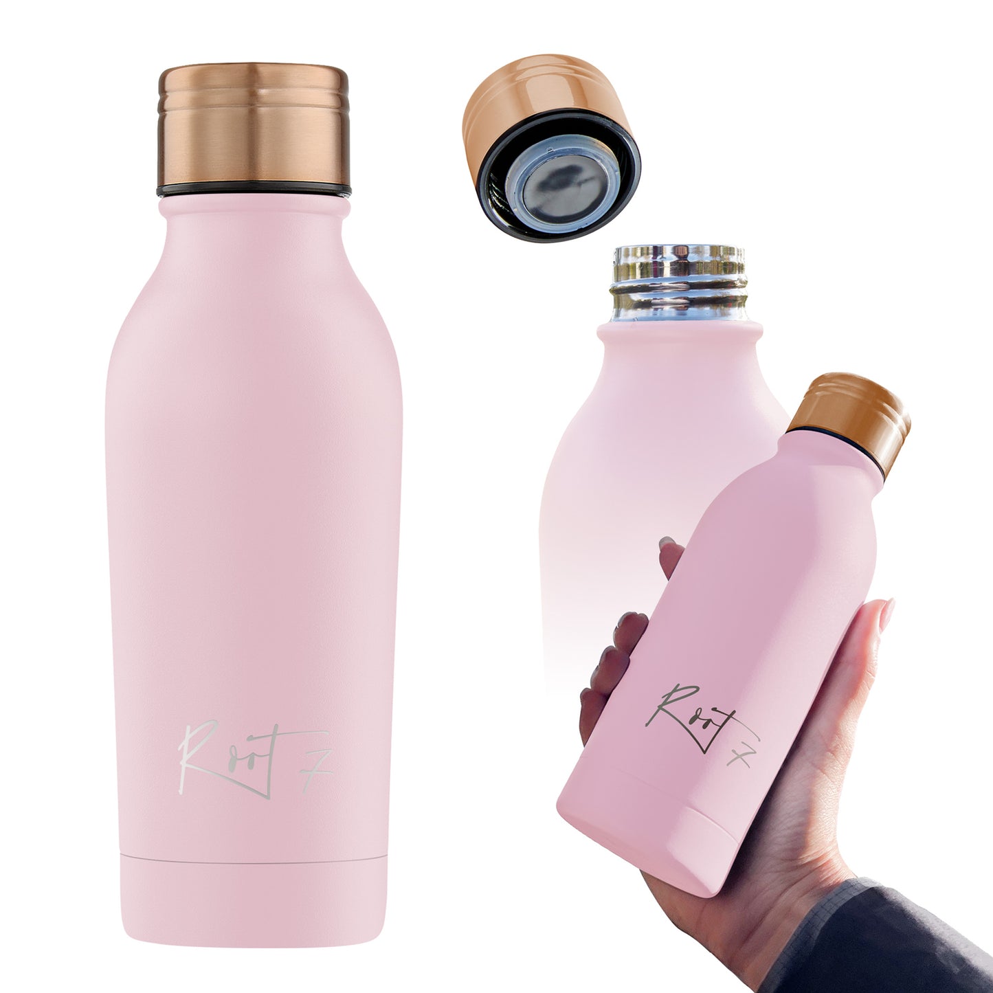 Millennial Pink Powder Coated Water Bottle