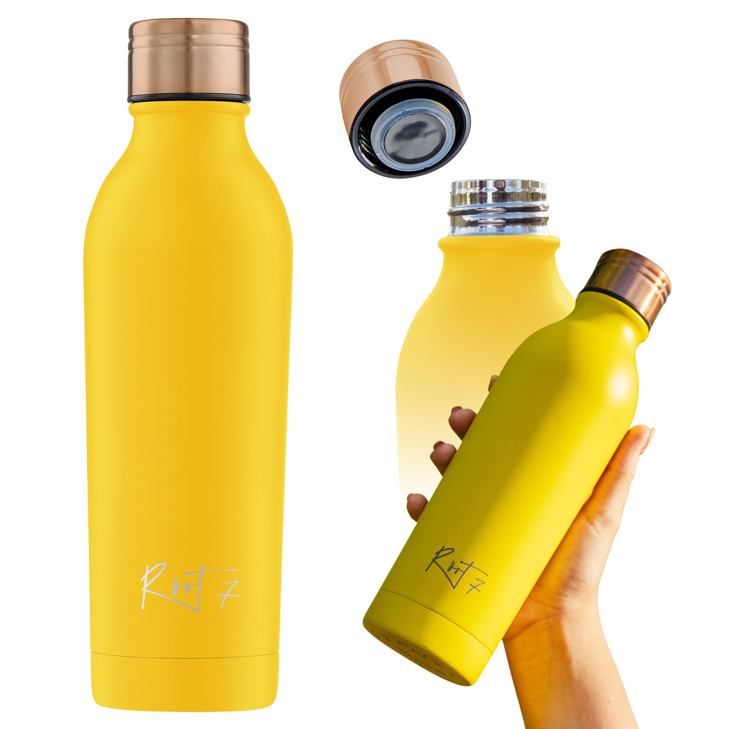 Yellow Powder Coated Water Bottle