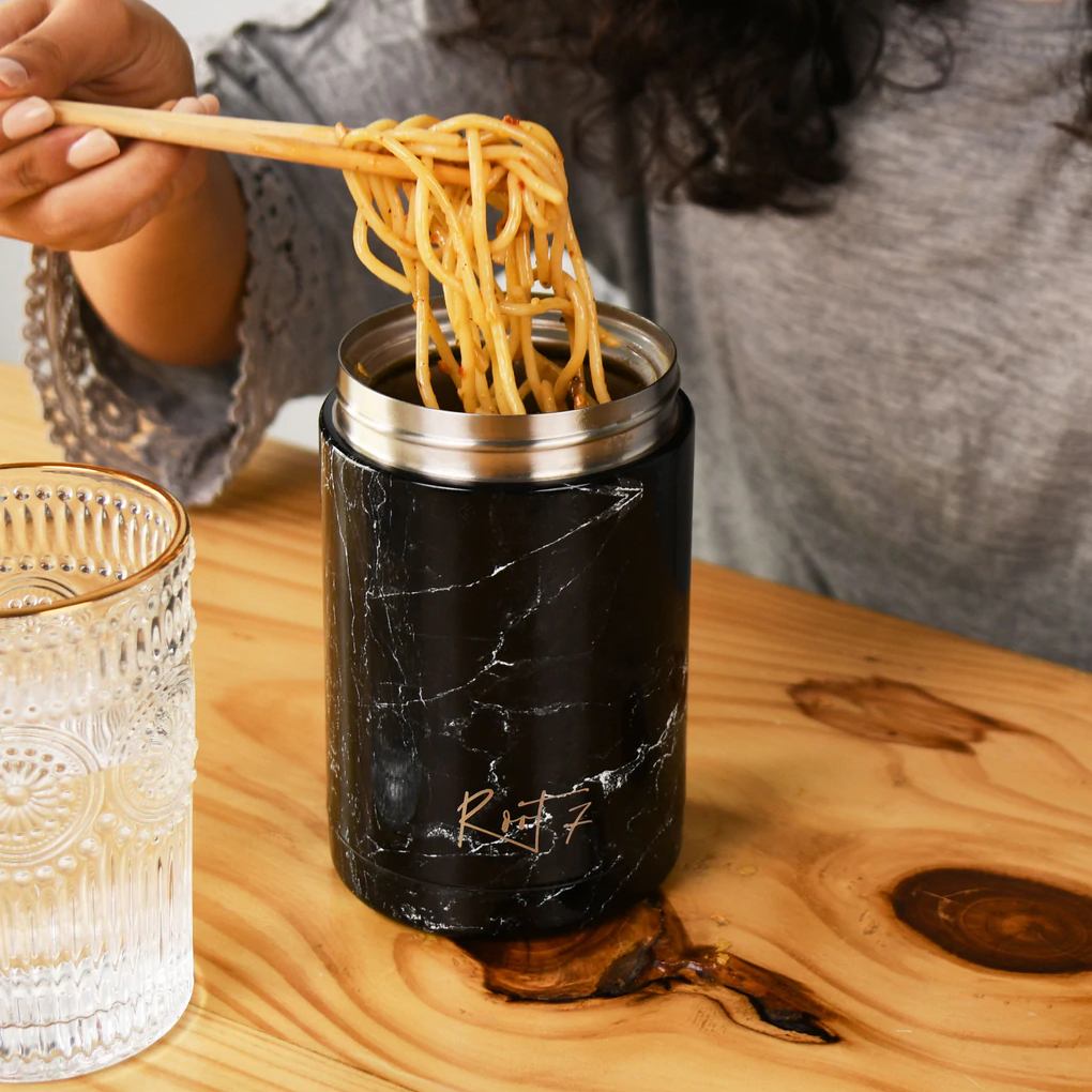 Black Marble Food Pot