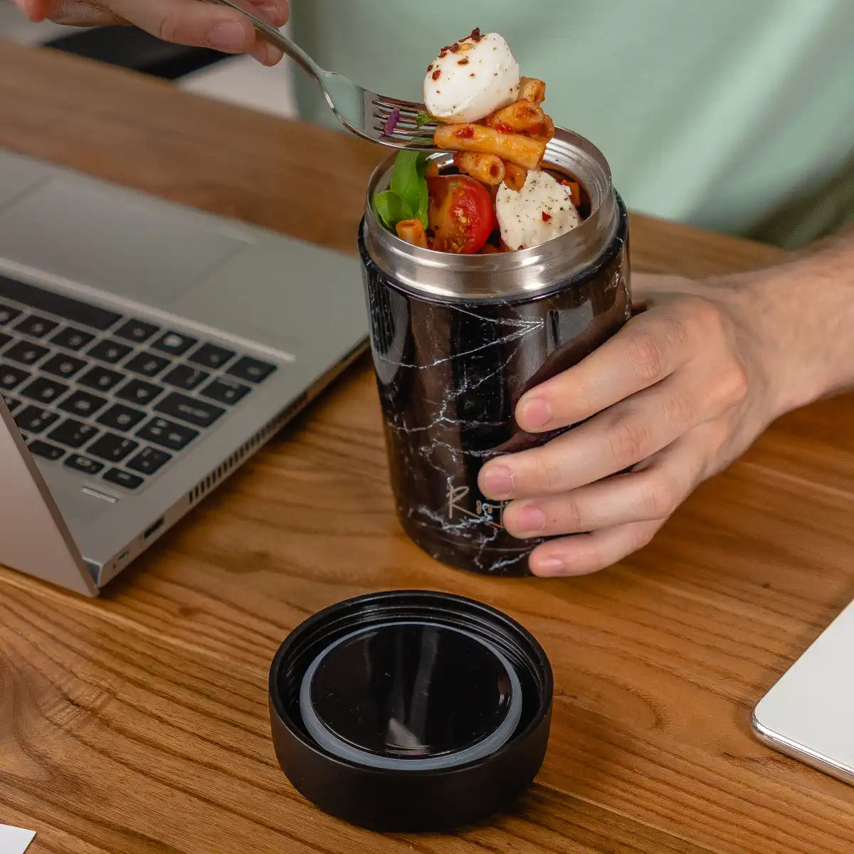 Black Marble Food Pot