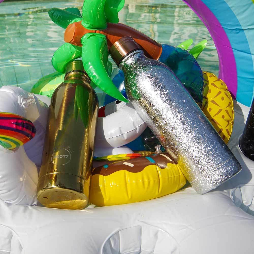 metallic water bottle