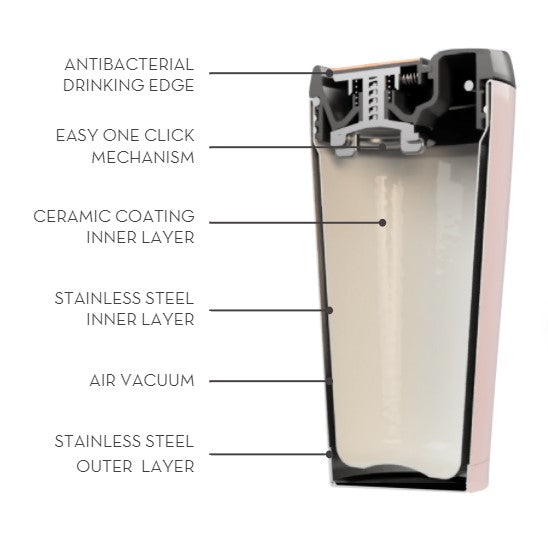 Cross section of reusable thermal travel cup