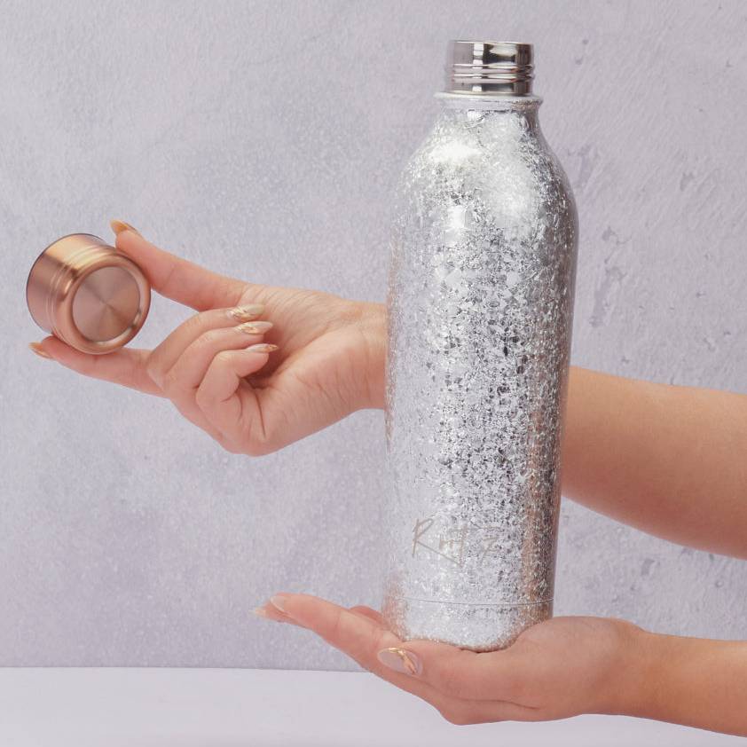 Silver sparkle water flask