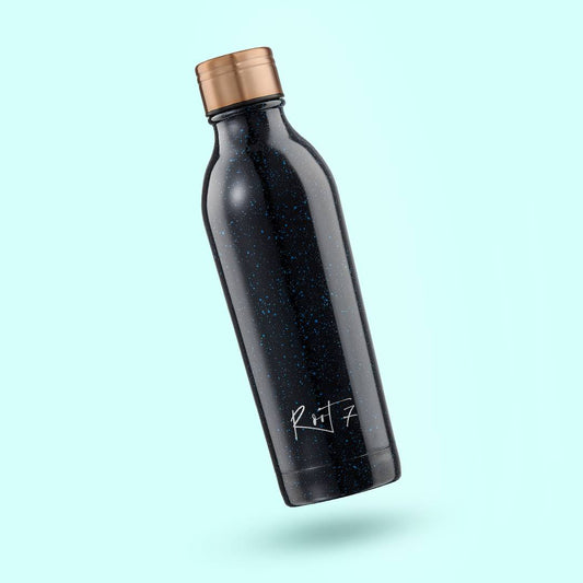 Black and Blue Speckled Reusable Thermal Bottle