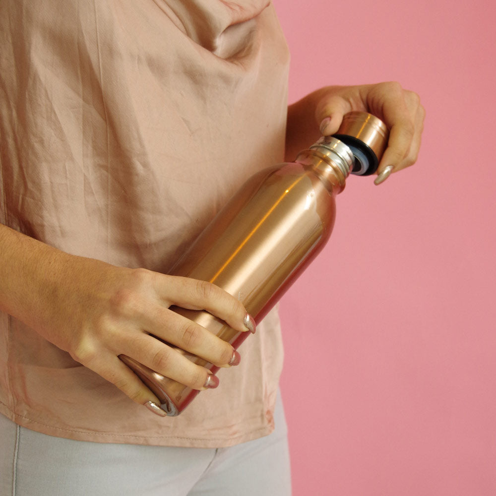 steel and copper water bottle