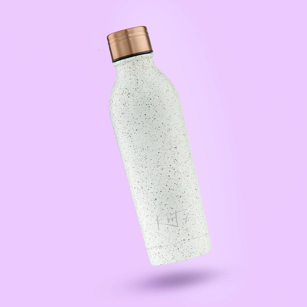 White speckled drinking bottle