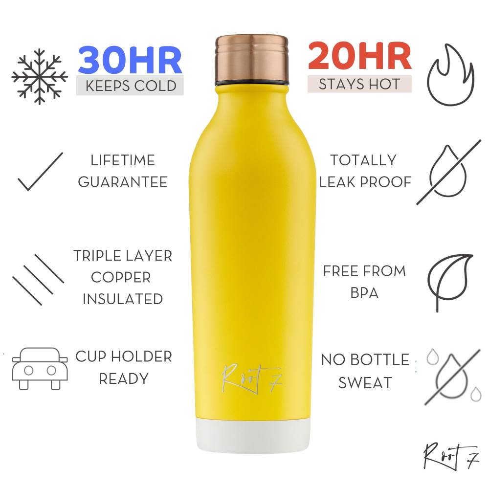 Yellow thermal water bottle features and benefits