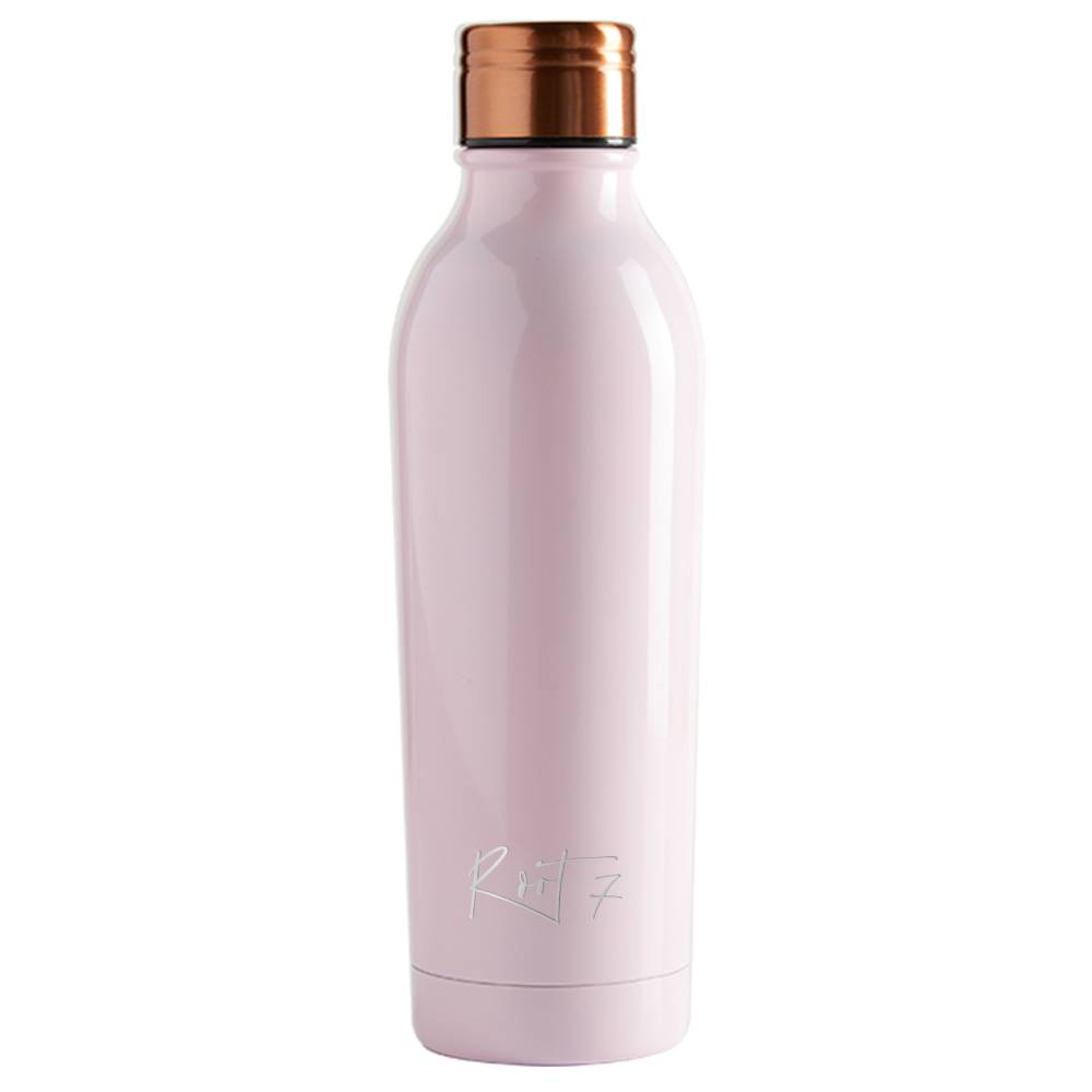 pink metal water bottle